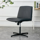 Cross Legged Office Desk Chair No Wheels Padded Modern Swivel Height Adjustable Wide Seat Computer Task Vanity Chair