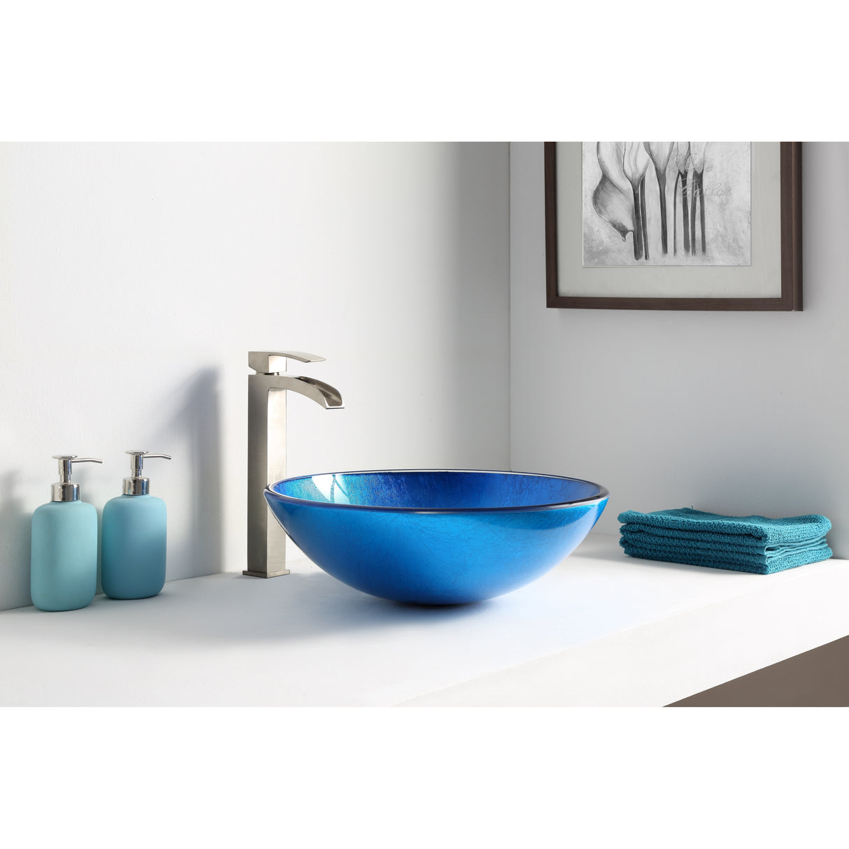 Crow Series Vessel Sink in Lustrous Blue