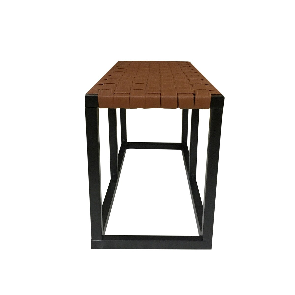 Crowley Metal and Faux Leather Accent Bench