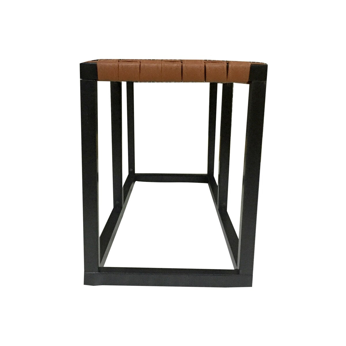Crowley Metal and Faux Leather Accent Bench
