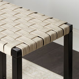 Crowley Metal and Faux Leather Accent Bench