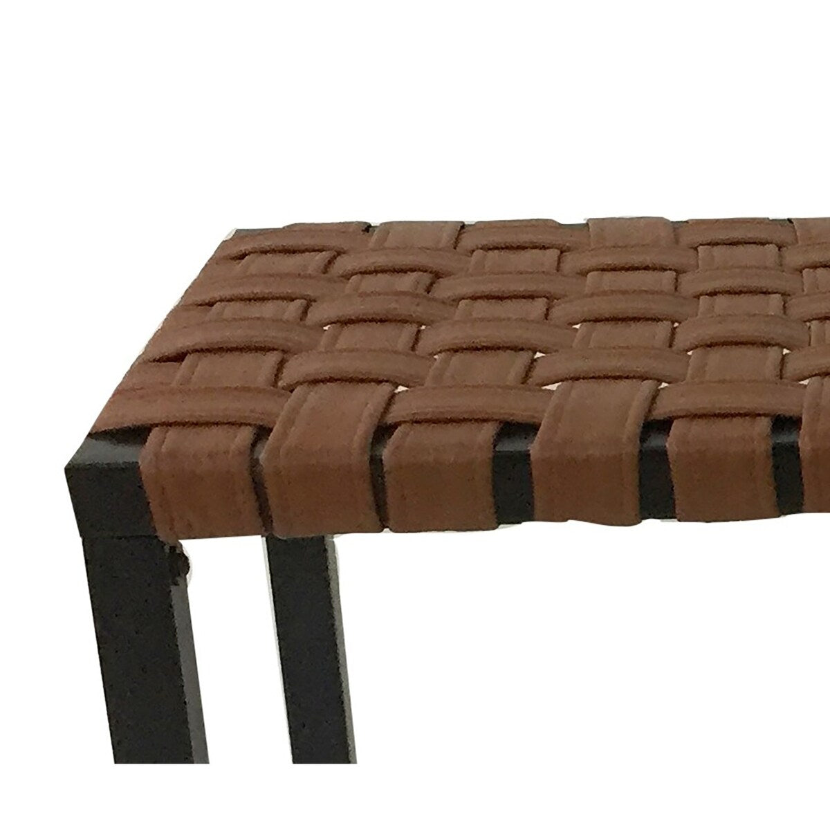 Crowley Metal and Faux Leather Accent Bench