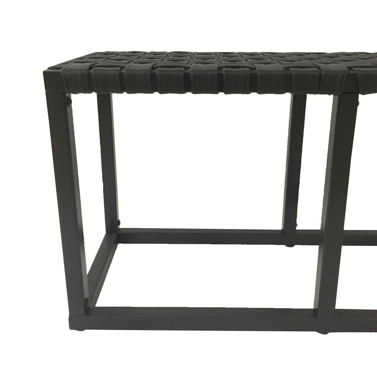 Crowley Metal and Faux Leather Accent Bench