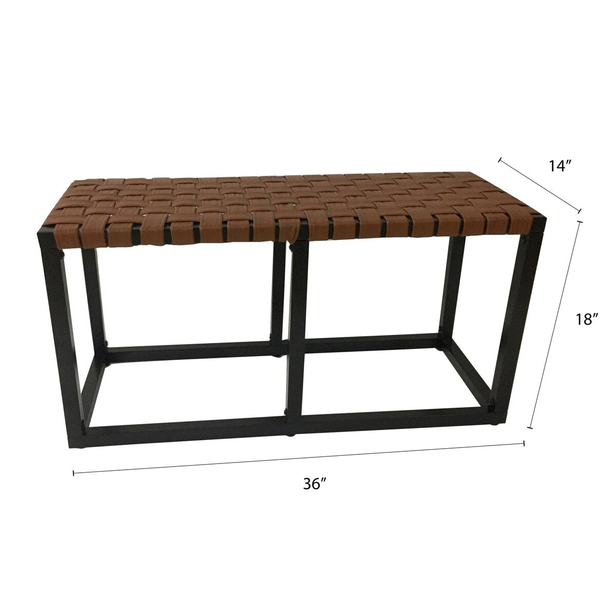 Crowley Metal and Faux Leather Accent Bench