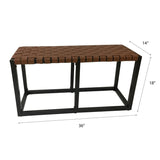 Crowley Metal and Faux Leather Accent Bench