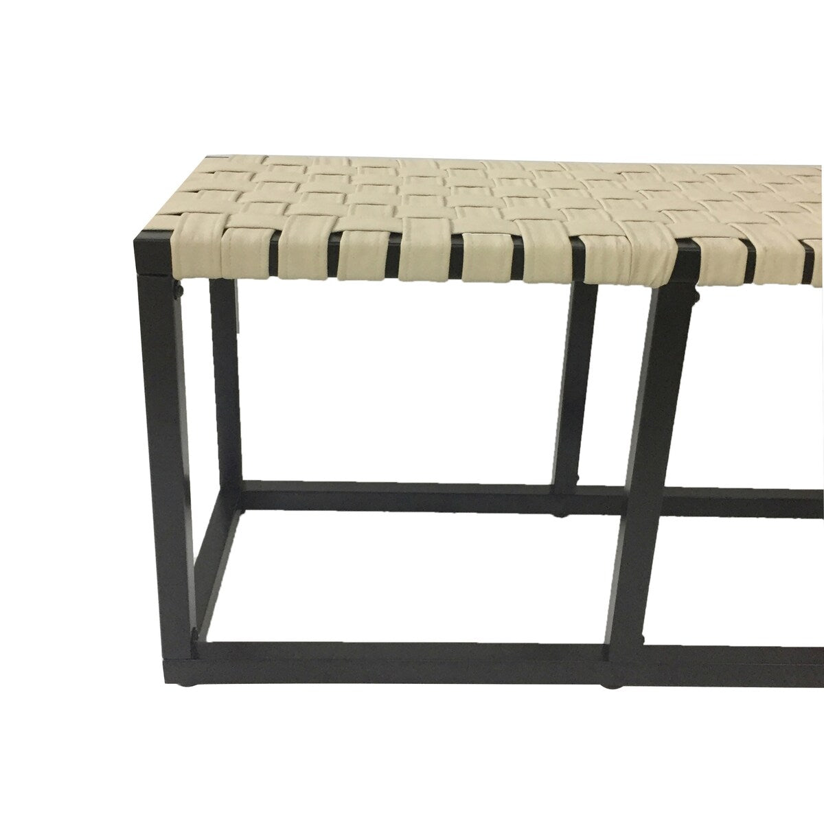 Crowley Metal and Faux Leather Accent Bench