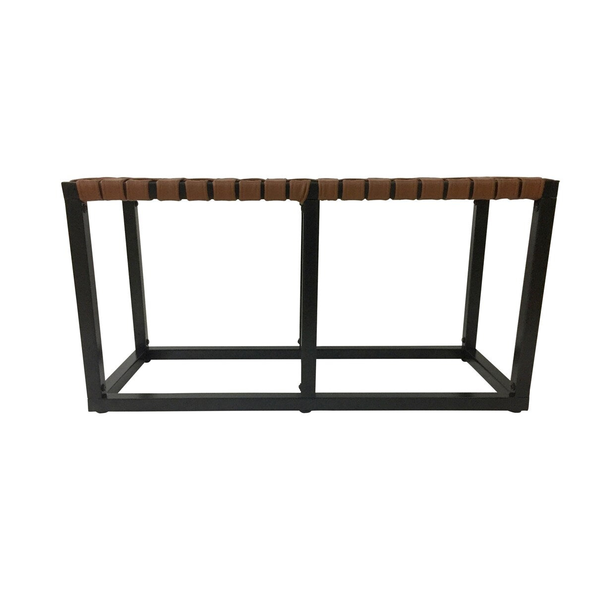 Crowley Metal and Faux Leather Accent Bench