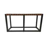 Crowley Metal and Faux Leather Accent Bench