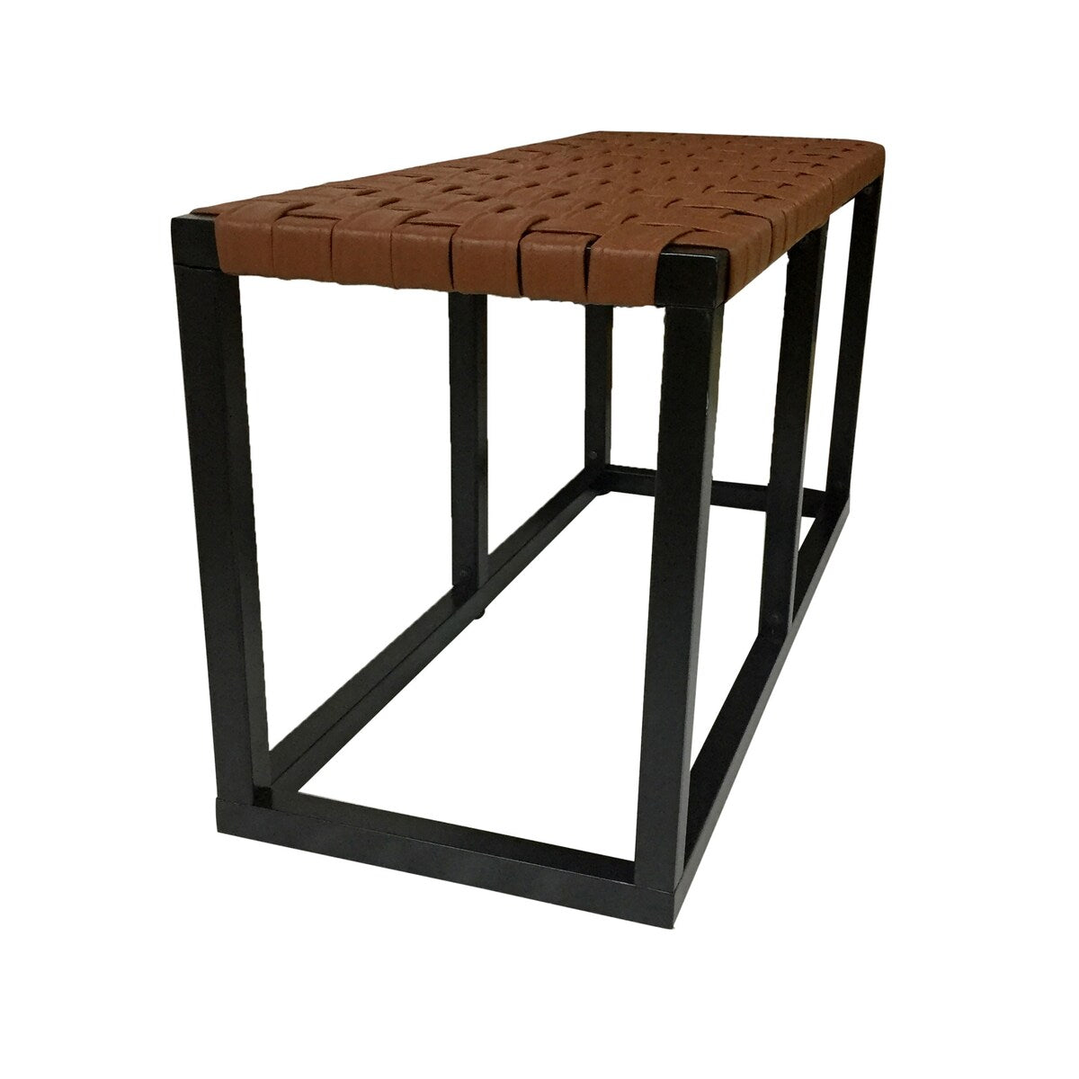 Crowley Metal and Faux Leather Accent Bench