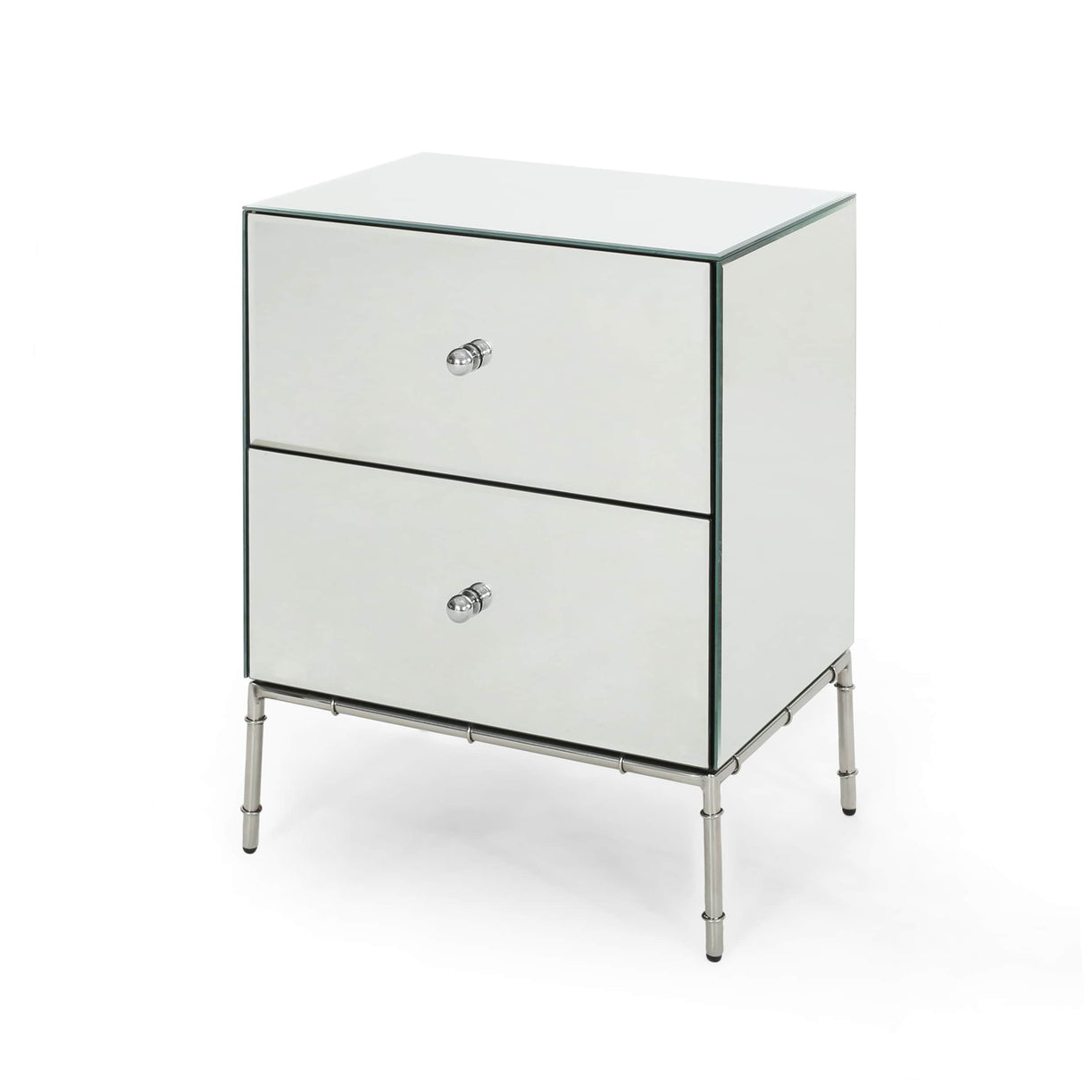 Crowley Modern Mirrored Two Drawer Cabinet by Christopher Knight Home