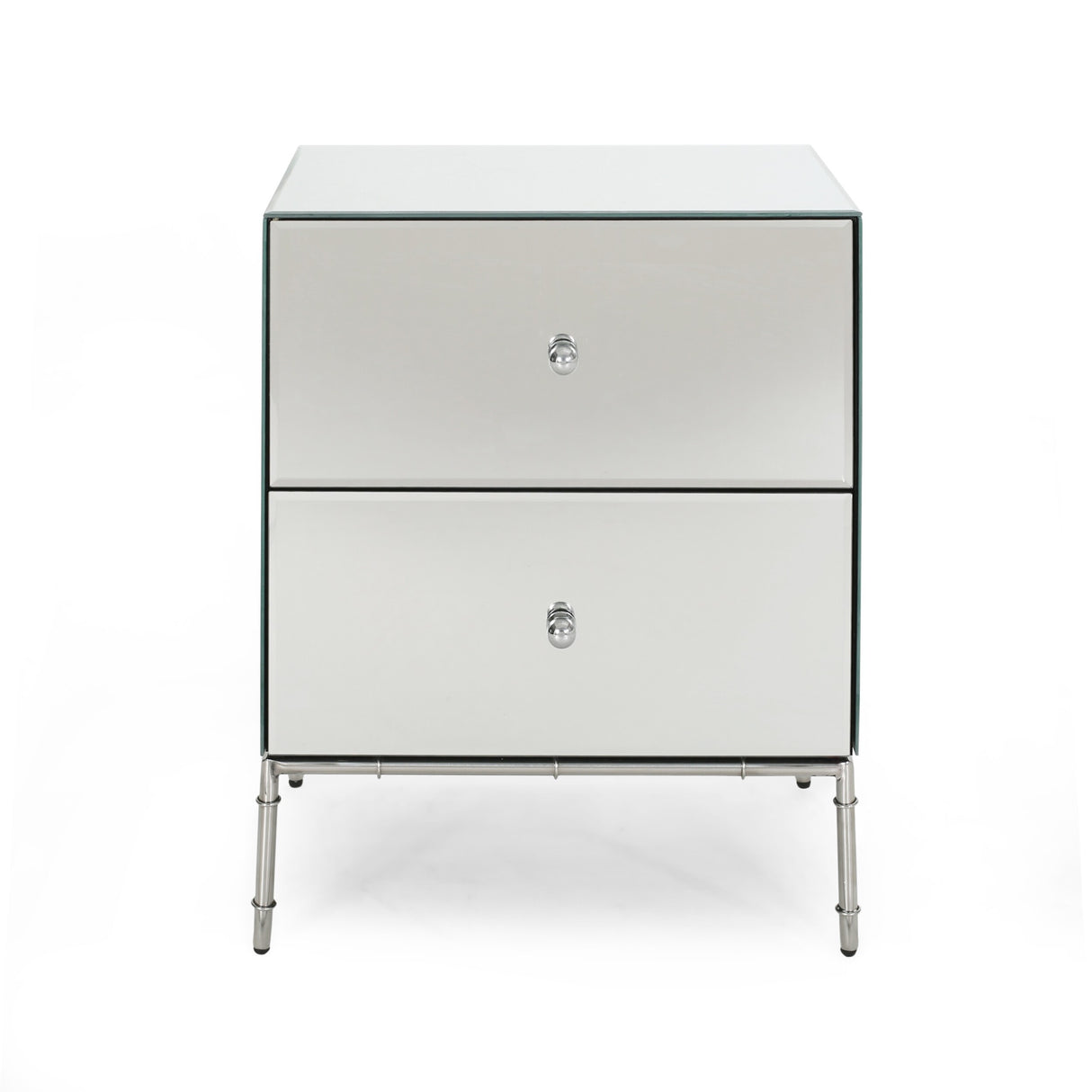 Crowley Modern Mirrored Two Drawer Cabinet by Christopher Knight Home