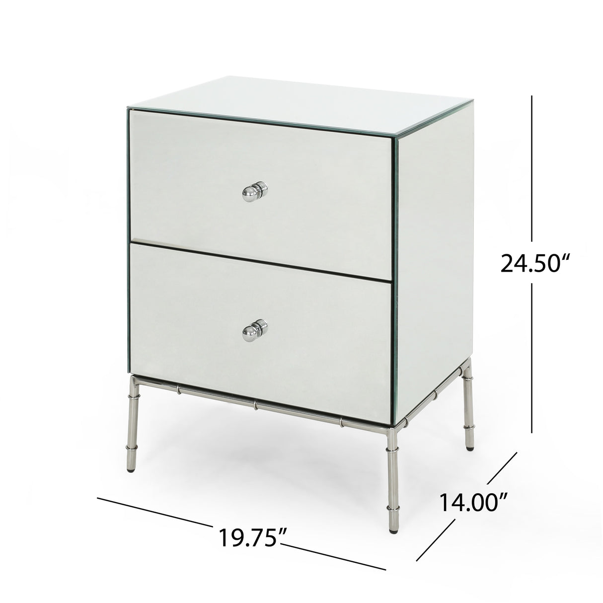 Crowley Modern Mirrored Two Drawer Cabinet by Christopher Knight Home
