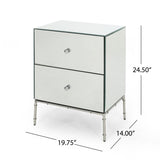 Crowley Modern Mirrored Two Drawer Cabinet by Christopher Knight Home