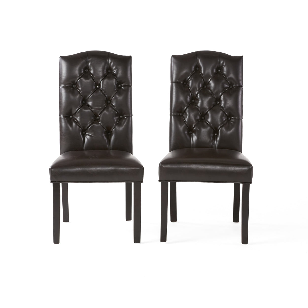 Crown Top Brown Bonded Leather Dining Chair (Set of 2) by Christopher Knight Home