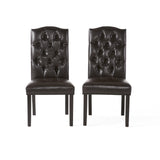 Crown Top Brown Bonded Leather Dining Chair (Set of 2) by Christopher Knight Home