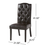 Crown Top Brown Bonded Leather Dining Chair (Set of 2) by Christopher Knight Home