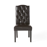 Crown Top Brown Bonded Leather Dining Chair (Set of 2) by Christopher Knight Home