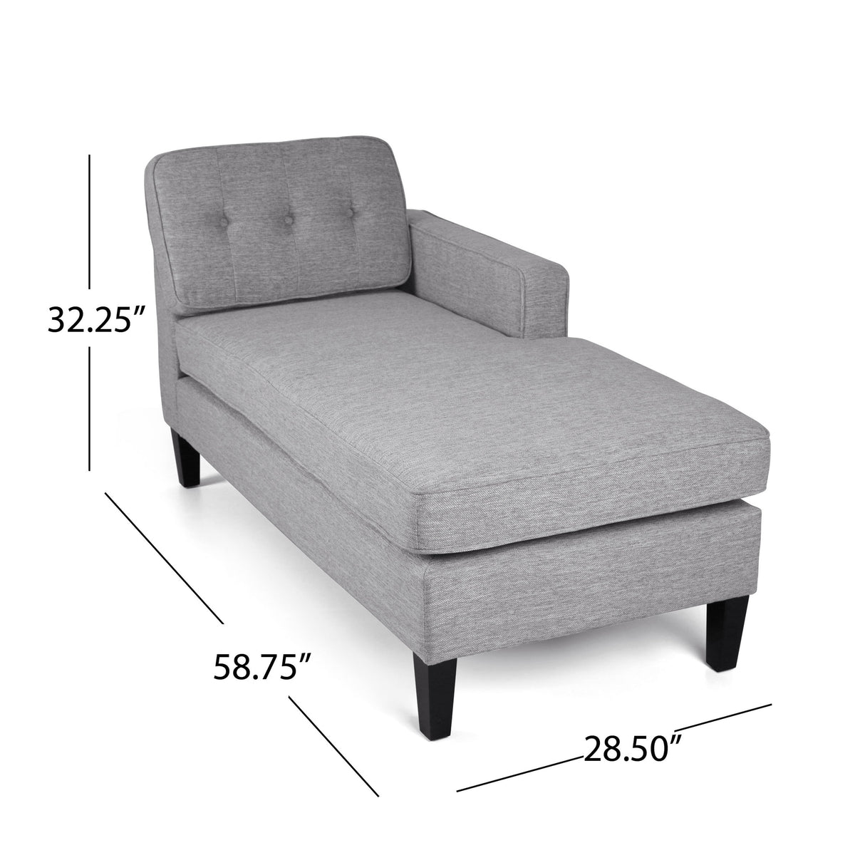 Crowningshield Upholstered Chaise Lounge with Arm by Christopher Knight Home