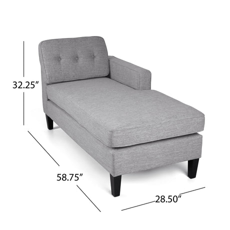 Crowningshield Upholstered Chaise Lounge with Arm by Christopher Knight Home