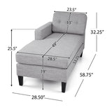 Crowningshield Upholstered Chaise Lounge with Arm by Christopher Knight Home