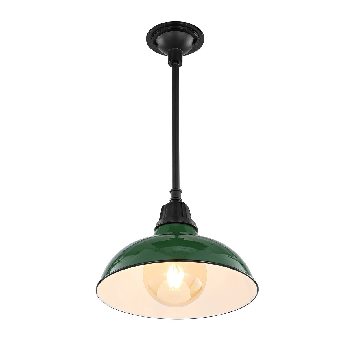 Croydon 12.25" 1-Light Farmhouse Industrial Indoor/Outdoor Iron LED Pendant, by JONATHAN Y - 12.25