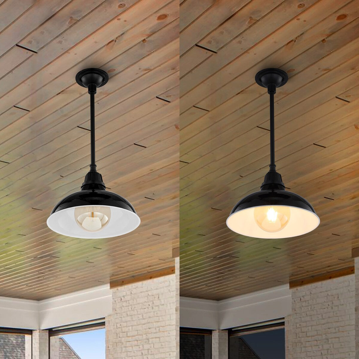Croydon 12.25" 1-Light Farmhouse Industrial Indoor/Outdoor Iron LED Pendant, by JONATHAN Y - 12.25