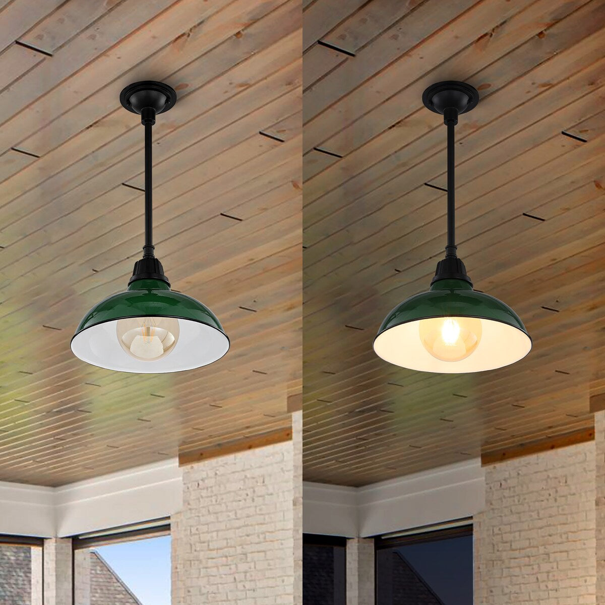 Croydon 12.25" 1-Light Farmhouse Industrial Indoor/Outdoor Iron LED Pendant, by JONATHAN Y - 12.25