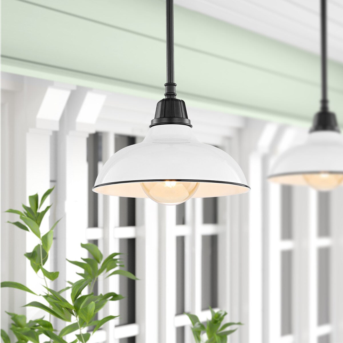 Croydon 12.25" 1-Light Farmhouse Industrial Indoor/Outdoor Iron LED Pendant, by JONATHAN Y - 12.25