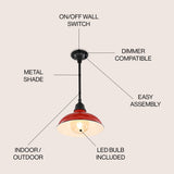 Croydon 12.25" 1-Light Farmhouse Industrial Indoor/Outdoor Iron LED Pendant, by JONATHAN Y - 12.25