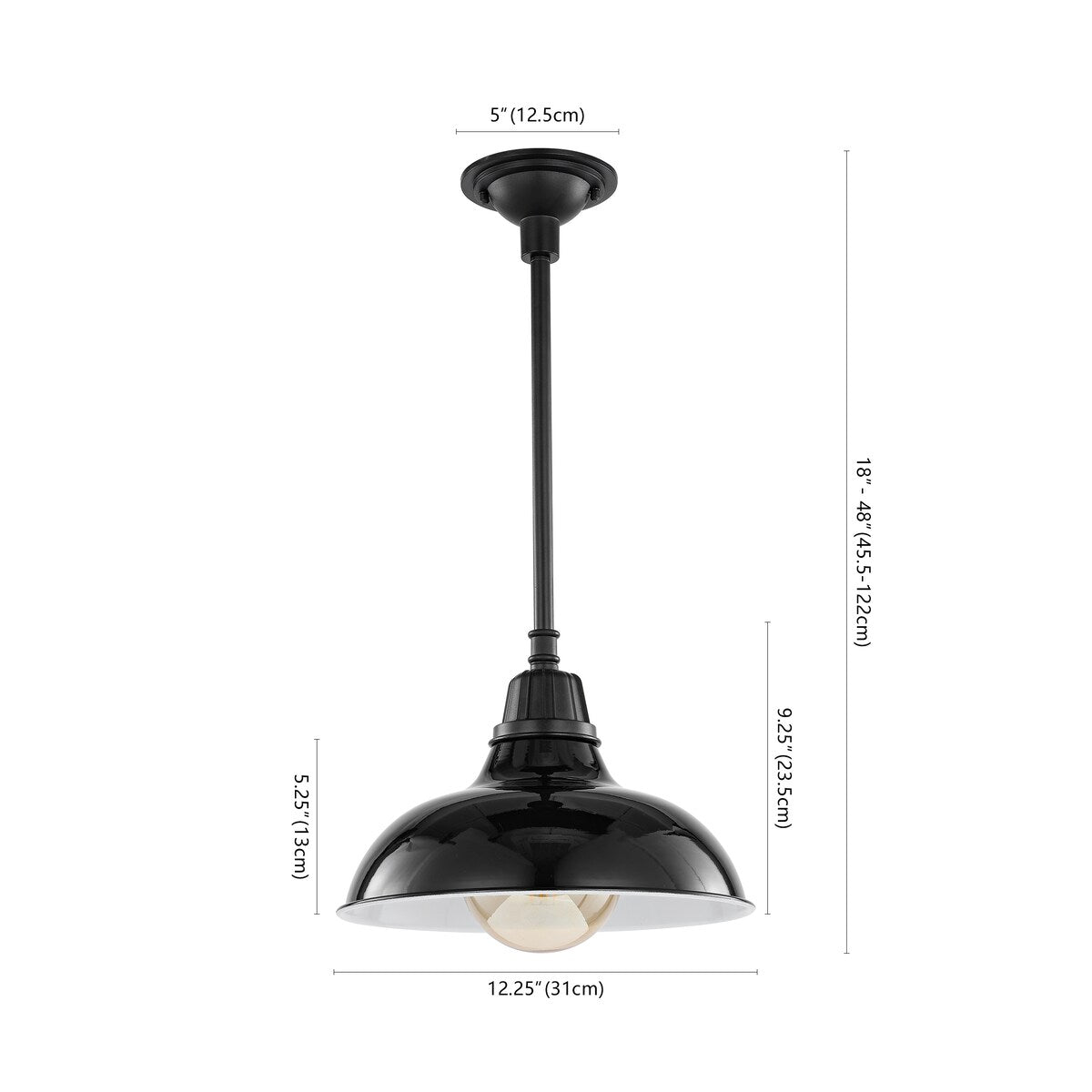 Croydon 12.25" 1-Light Farmhouse Industrial Indoor/Outdoor Iron LED Pendant, by JONATHAN Y - 12.25