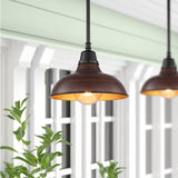 Croydon 12.25" 1-Light Farmhouse Industrial Indoor/Outdoor Iron LED Pendant, by JONATHAN Y - 12.25