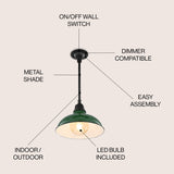Croydon 12.25" 1-Light Farmhouse Industrial Indoor/Outdoor Iron LED Pendant, by JONATHAN Y - 12.25