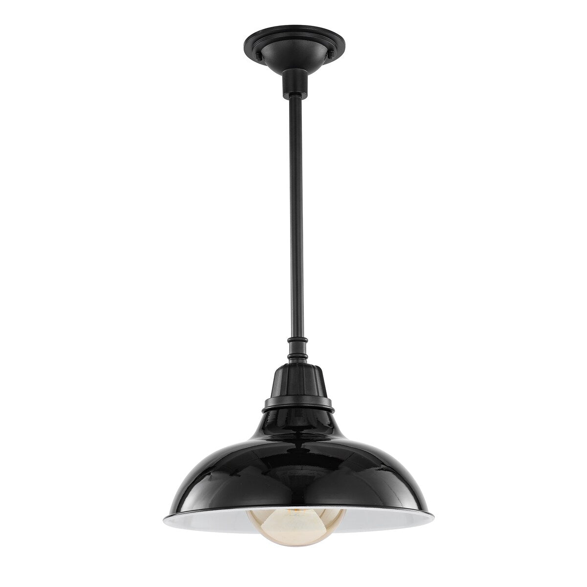 Croydon 12.25" 1-Light Farmhouse Industrial Indoor/Outdoor Iron LED Pendant, by JONATHAN Y - 12.25