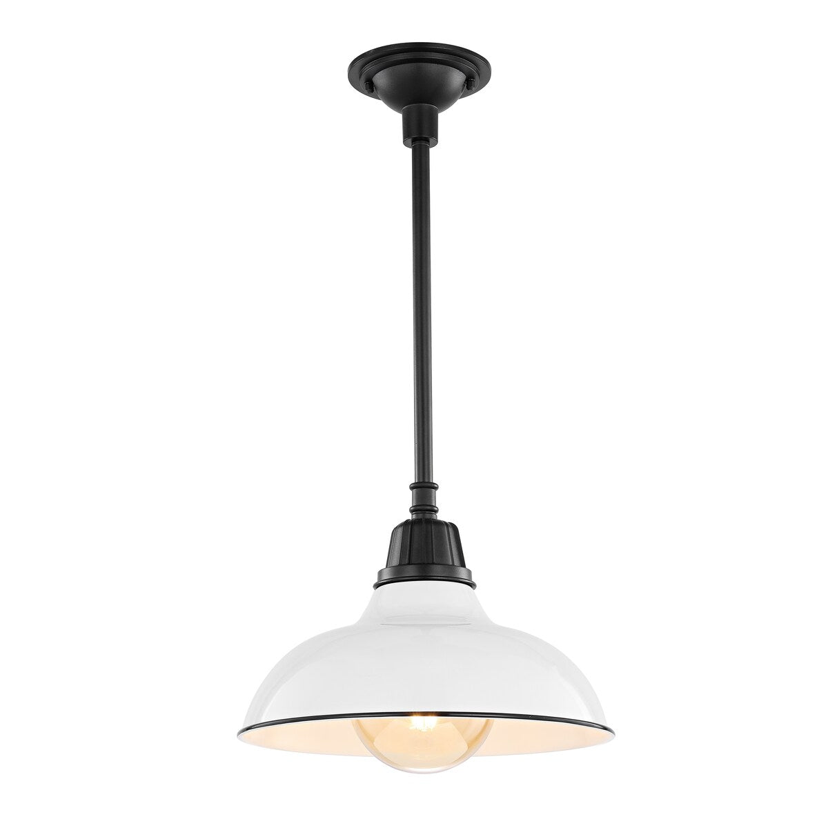 Croydon 12.25" 1-Light Farmhouse Industrial Indoor/Outdoor Iron LED Pendant, by JONATHAN Y - 12.25