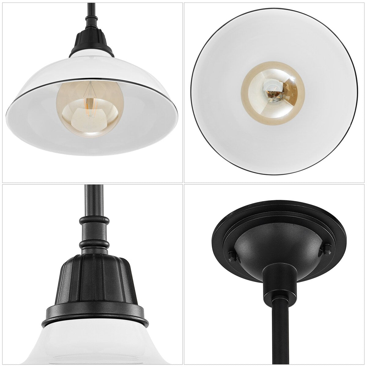 Croydon 12.25" 1-Light Farmhouse Industrial Indoor/Outdoor Iron LED Pendant, by JONATHAN Y - 12.25