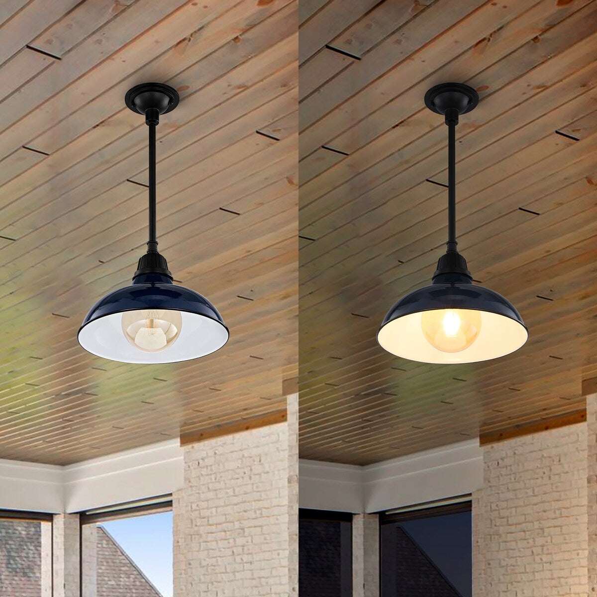 Croydon 12.25" 1-Light Farmhouse Industrial Indoor/Outdoor Iron LED Pendant, by JONATHAN Y - 12.25