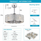 Crystal Caged Ceiling Fan with Lights Remote Control, 20".67 Enclosed Ceiling Fan, Rustic Farmhouse Ceiling Fan with Light