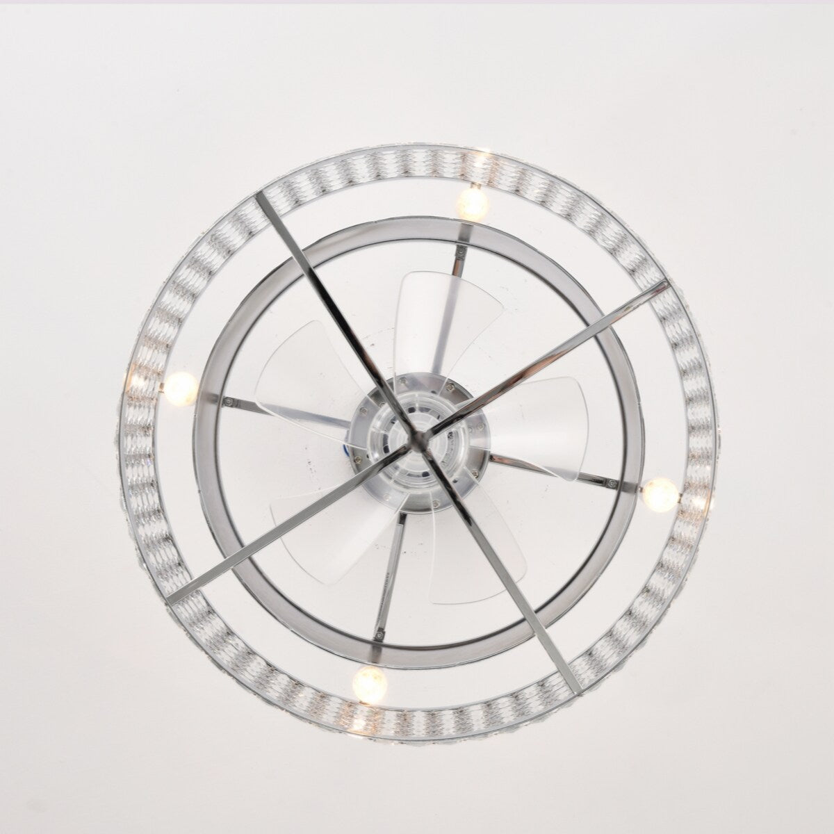Crystal Caged Ceiling Fan with Lights Remote Control, 20".67 Enclosed Ceiling Fan, Rustic Farmhouse Ceiling Fan with Light