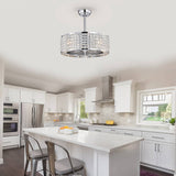 Crystal Caged Ceiling Fan with Lights Remote Control, 20".67 Enclosed Ceiling Fan, Rustic Farmhouse Ceiling Fan with Light