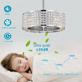 Crystal Caged Ceiling Fan with Lights Remote Control, 20".67 Enclosed Ceiling Fan, Rustic Farmhouse Ceiling Fan with Light