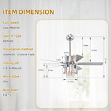 Crystal Ceiling Fan Reversible Blades 3 Wind Speeds Remote Control