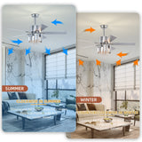 Crystal Ceiling Fan Reversible Blades 3 Wind Speeds Remote Control