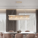 Crystal Chandelier 8-Light Rectangle Raindrop Chandelier Rectangular Pendant Light L39.4"x W9.8"xH8.7"(Bulb Not Included)