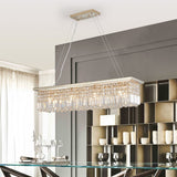 Crystal Chandelier 8-Light Rectangle Raindrop Chandelier Rectangular Pendant Light L39.4"x W9.8"xH8.7"(Bulb Not Included)