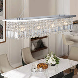 Crystal Chandelier 8-Light Rectangle Raindrop Chandelier Rectangular Pendant Light L39.4"x W9.8"xH8.7"(Bulb Not Included)