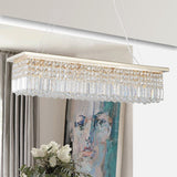 Crystal Chandelier 8-Light Rectangle Raindrop Chandelier Rectangular Pendant Light L39.4"x W9.8"xH8.7"(Bulb Not Included)