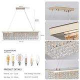 Crystal Chandelier 8-Light Rectangle Raindrop Chandelier Rectangular Pendant Light L39.4"x W9.8"xH8.7"(Bulb Not Included)