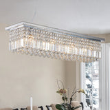 Crystal Chandelier 8-Light Rectangle Raindrop Chandelier Rectangular Pendant Light L39.4"x W9.8"xH8.7"(Bulb Not Included)
