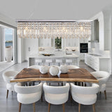 Crystal Chandelier 8-Light Rectangle Raindrop Chandelier Rectangular Pendant Light L39.4"x W9.8"xH8.7"(Bulb Not Included)