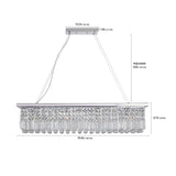 Crystal Chandelier 8-Light Rectangle Raindrop Chandelier Rectangular Pendant Light L39.4"x W9.8"xH8.7"(Bulb Not Included)